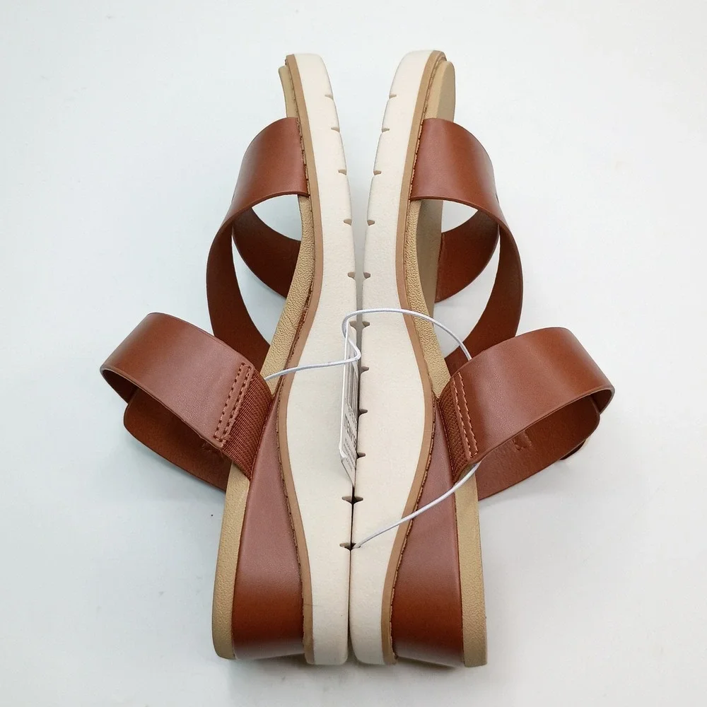 Anne Klein Aklalasa Wedge Sandal Women Size 6 Cognac Brown iflex AKLALASA-C